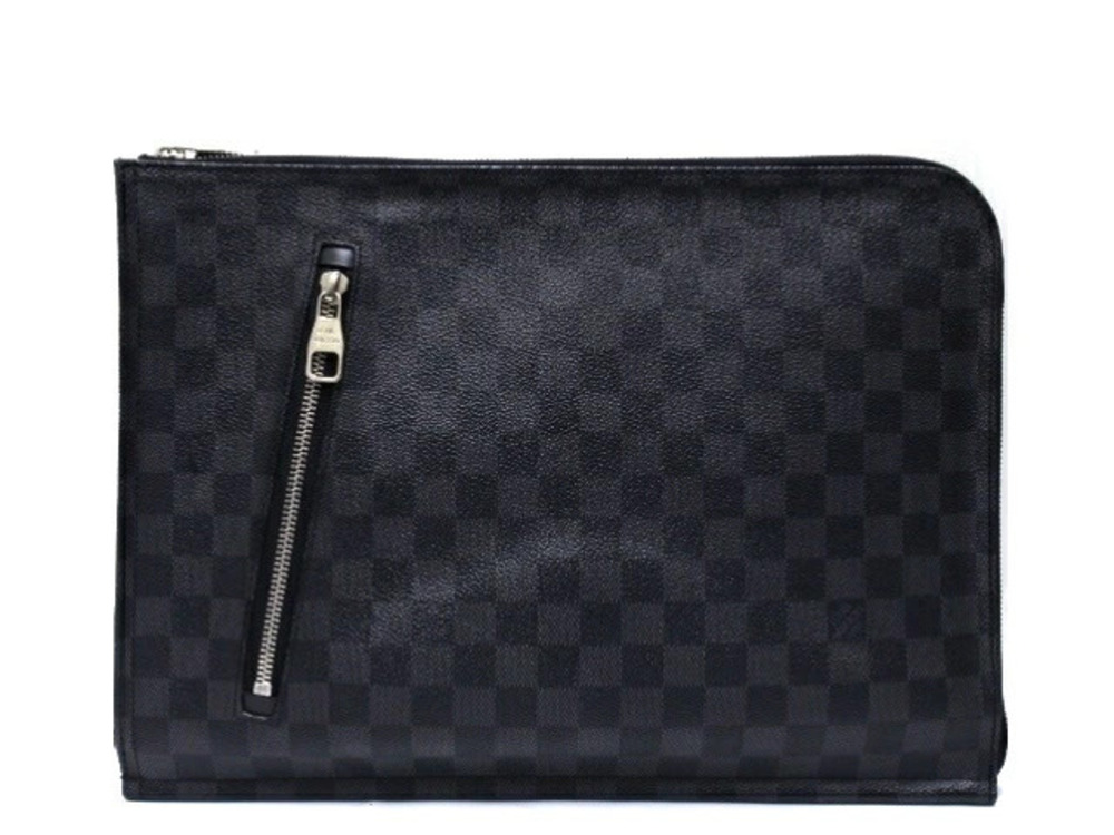 LOUIS VUITTON Poche Clutch Bag Damier Graphite Black